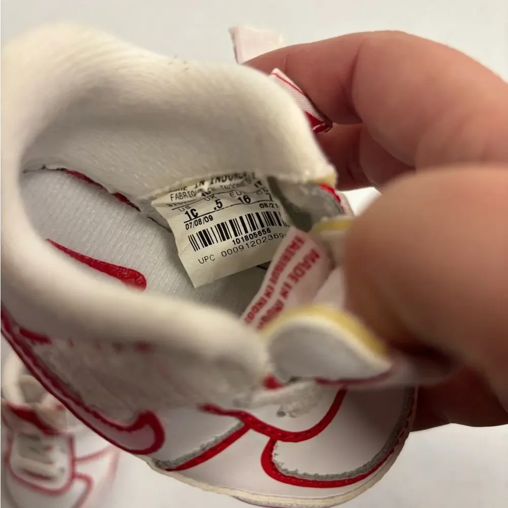 Nike Vandal Low Crib sneakers in white and red infant size 1C